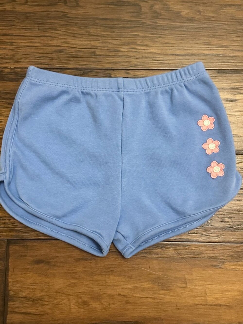 TBBC Cheryl Shorts in Barbados Blue with Pink Flower Applique